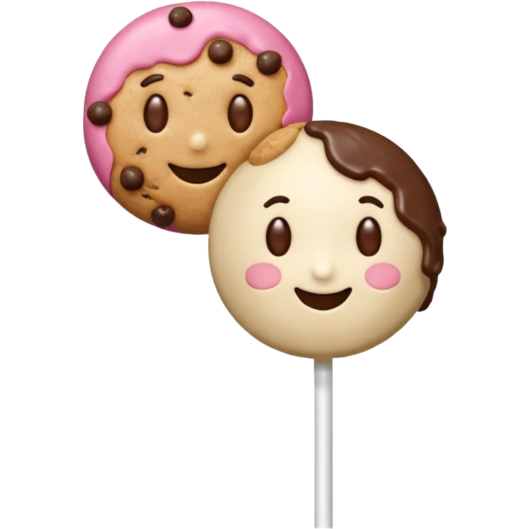 Cake pop with a face side eyeing a cookie  emoji
