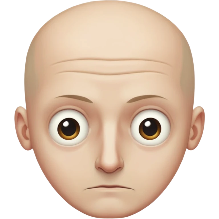 Steven Miller, bald, grim expression, narrow rectangular head, bottom lip sticking out, eyelids lower on the outside emoji
