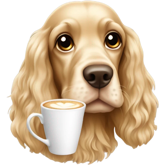 blonde spaniel drinking capucino emoji