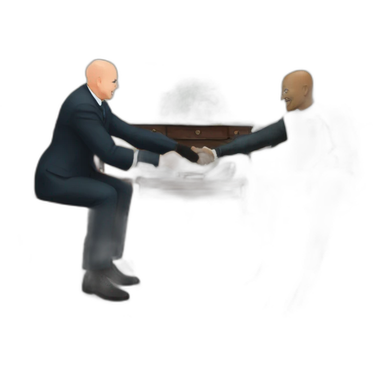 bald Barry Tegg shaking hands with the president emoji