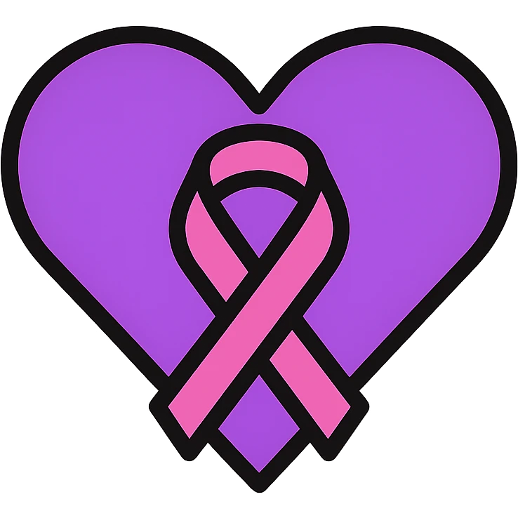 purple heart with a ribbon, color outline icon style emoji