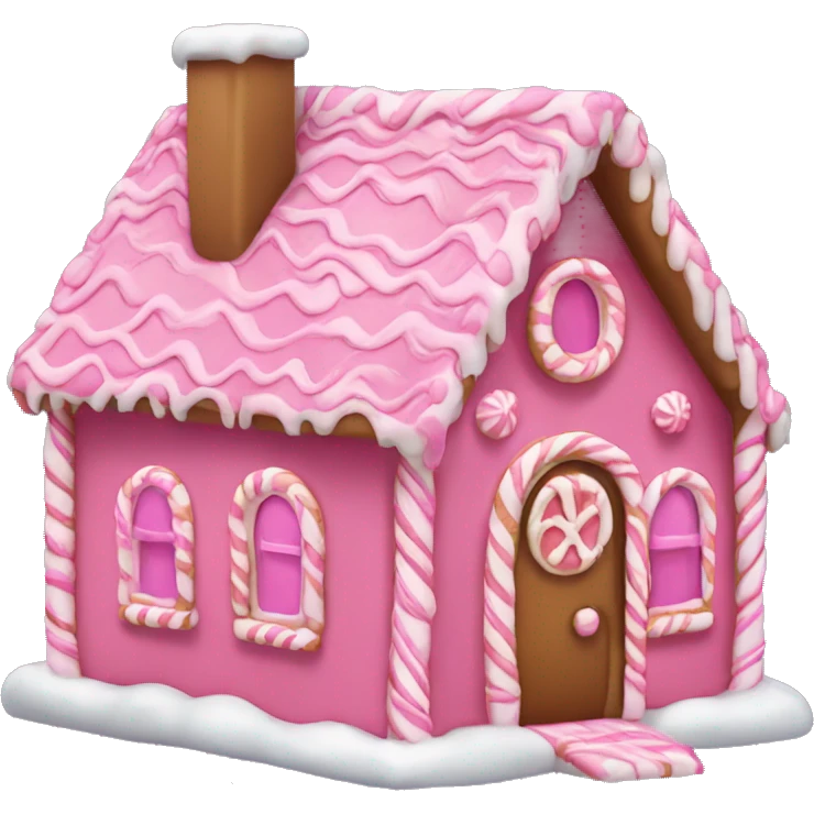 A pink gingerbread house emoji