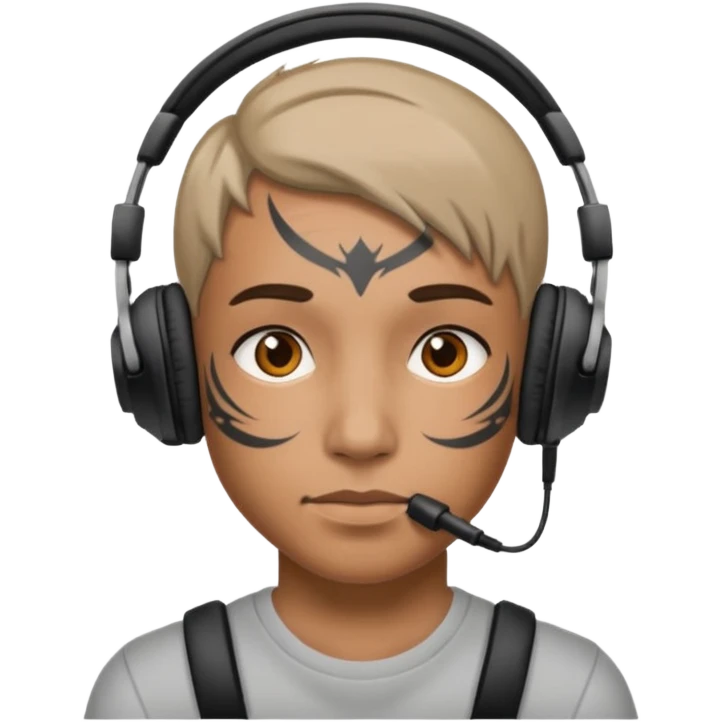headphone and tattoes on face emoji