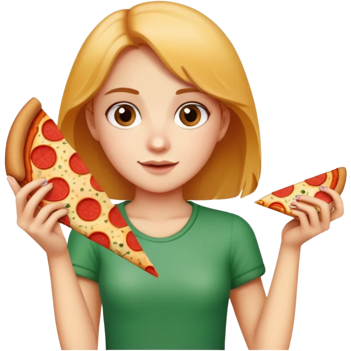 Girl holding pizza emoji