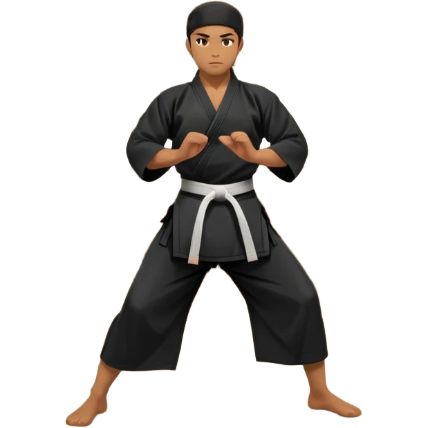 An icon depicting a martial artist in a black gi performing an Aikido technique in a dojo. The background showcases wooden floors, traditional dojo decor, and soft lighting that creates a peaceful yet focused atmosphere. The Aikido practitioner demonstrates fluid movement and precision.  emoji