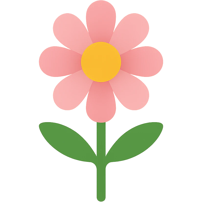 a flower, flat colors, no outlines, color icon style emoji