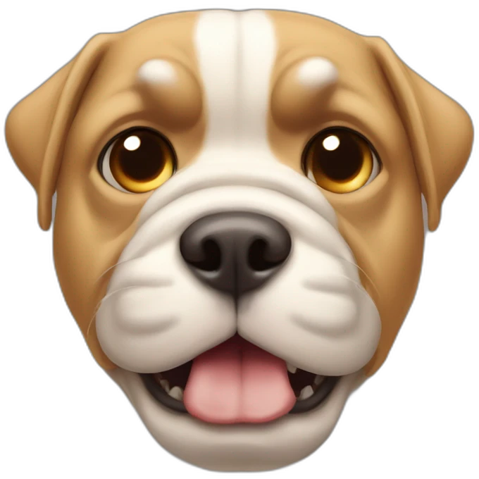 Beabull little white and tan grumpy messed up bottom teeth emoji