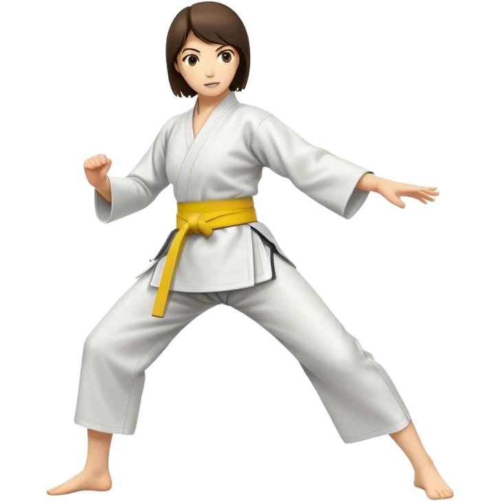 Brunette woman wearing yellow belt doing aikido  emoji