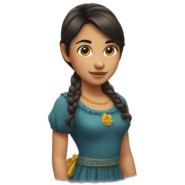 Niña morena pelo suelto emoji