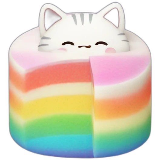 rainbow rice cake mochi cat emoji