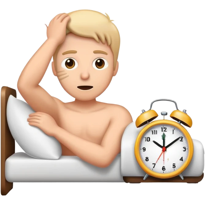 character waking up with alarm clock ringing emoji