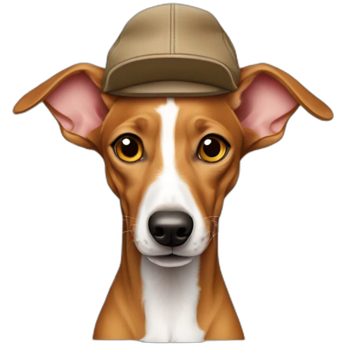 Podenco marrón con gorra emoji