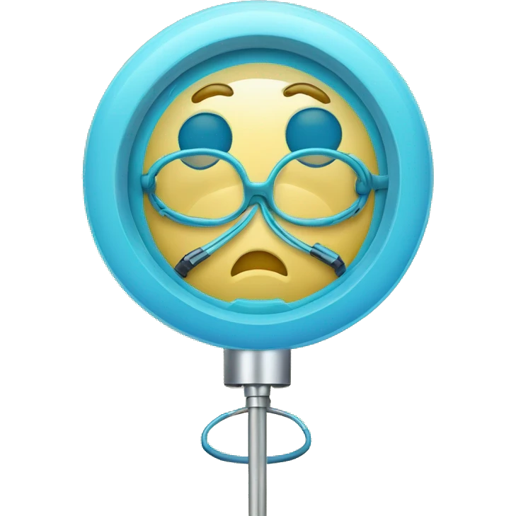 Panneau circulaire a fond bleu avec au mileu un stéthoscope  emoji