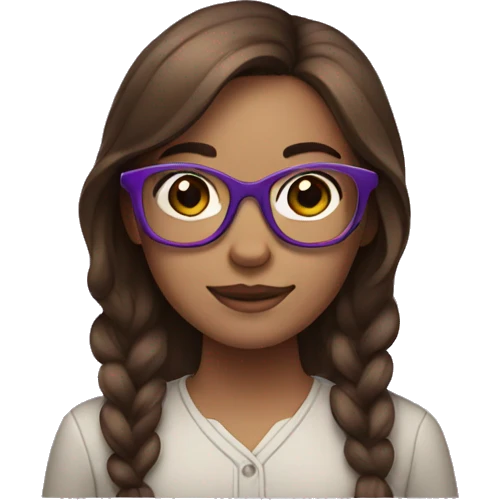 Clean girl With purple glasses and brown hair  emoji
