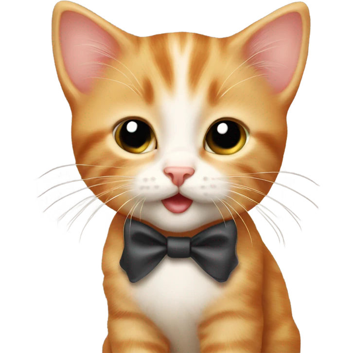 ginger kitten with a bow and shiny eyes and shiny nose emoji