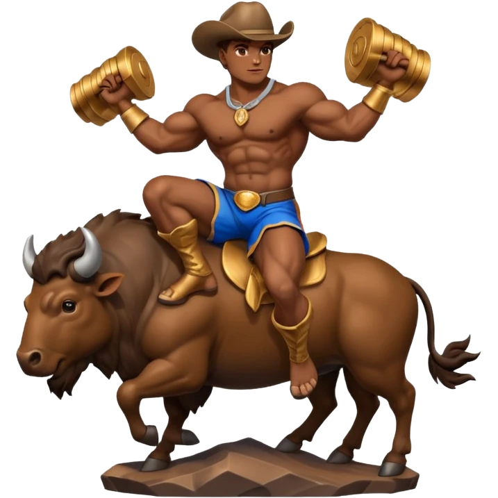 Bronco sitting on buffalo emoji