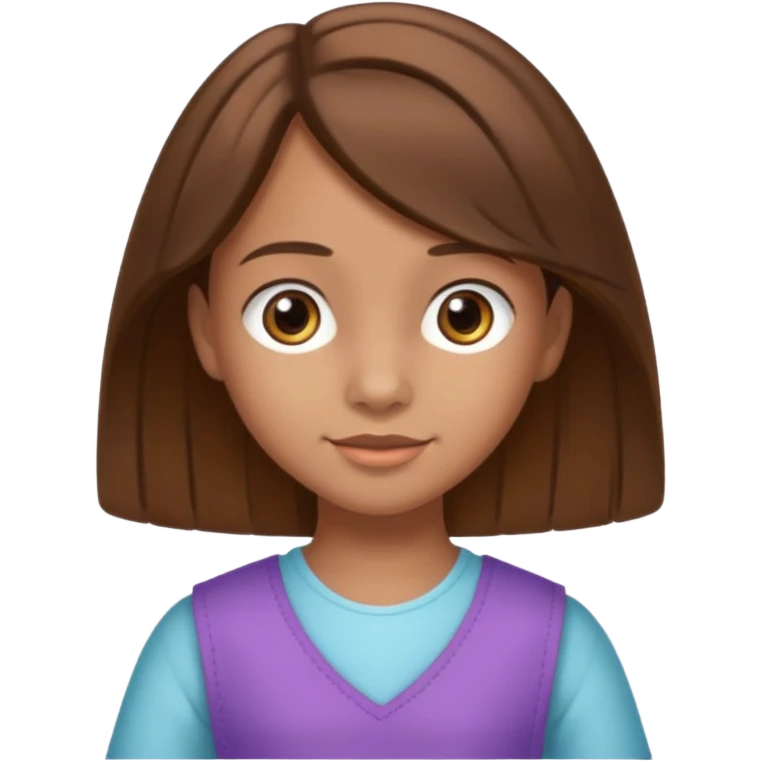 Une fille qui s’appelle Angèle aux cheveux marrons de neuf ans, qui adore les Capi, barra et aux yeux gris emoji