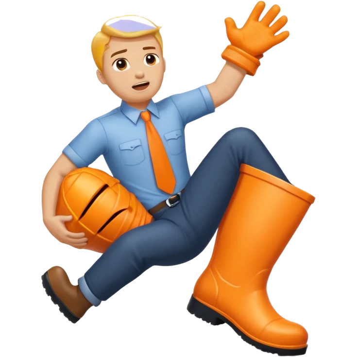 Giant orange boot stepping on an office worker  emoji