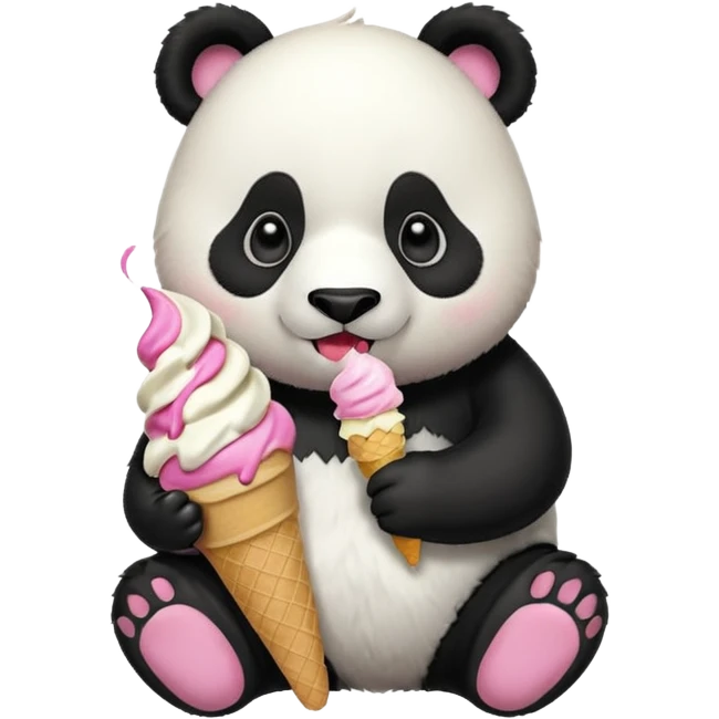 Panda eating ice cream emoji