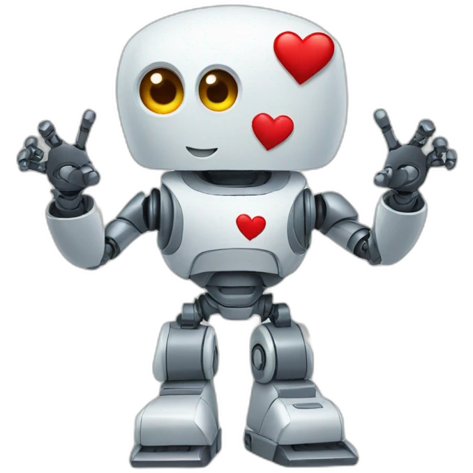 Robot doing a heart sign emoji