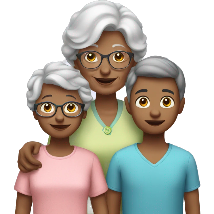 Grandma with a boy and girl emoji