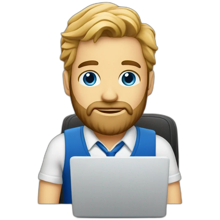 Ikea manager blue eyes beard with laptop emoji