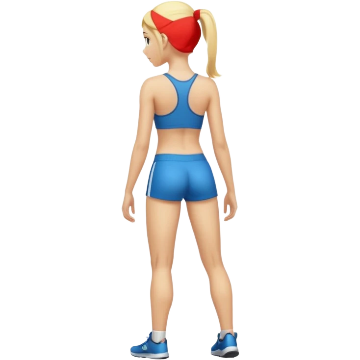 sporty blonde woman cartoon emoji style without cloths back view emoji