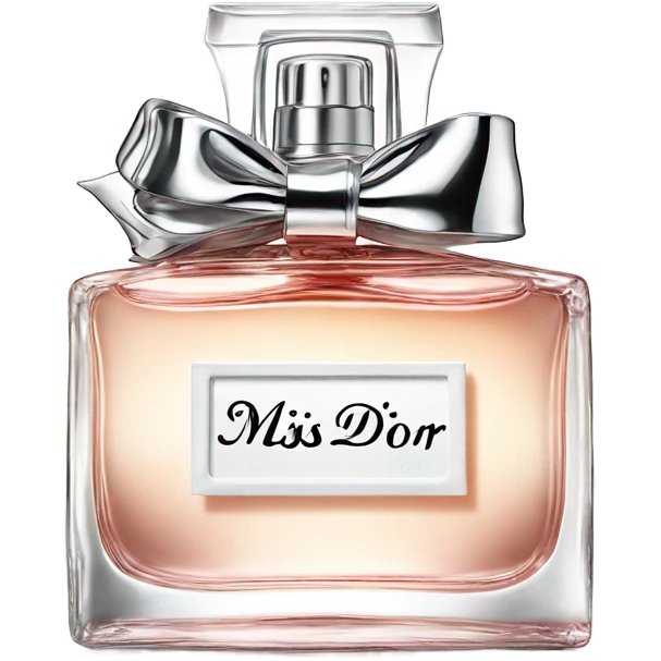 miss dior bottled perfume with metal bow and a miss dior label  emoji