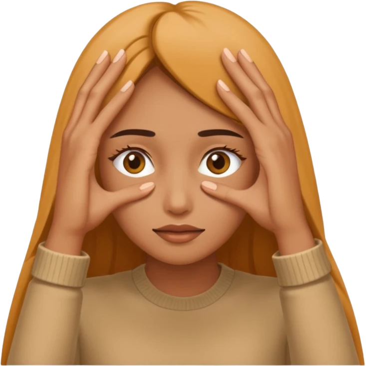 Mulher tampando o rosto,mas tirando um dedo e olhando emoji