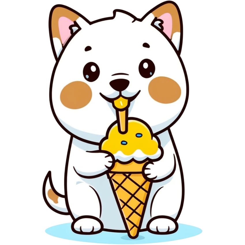 Dog eating icecre emoji