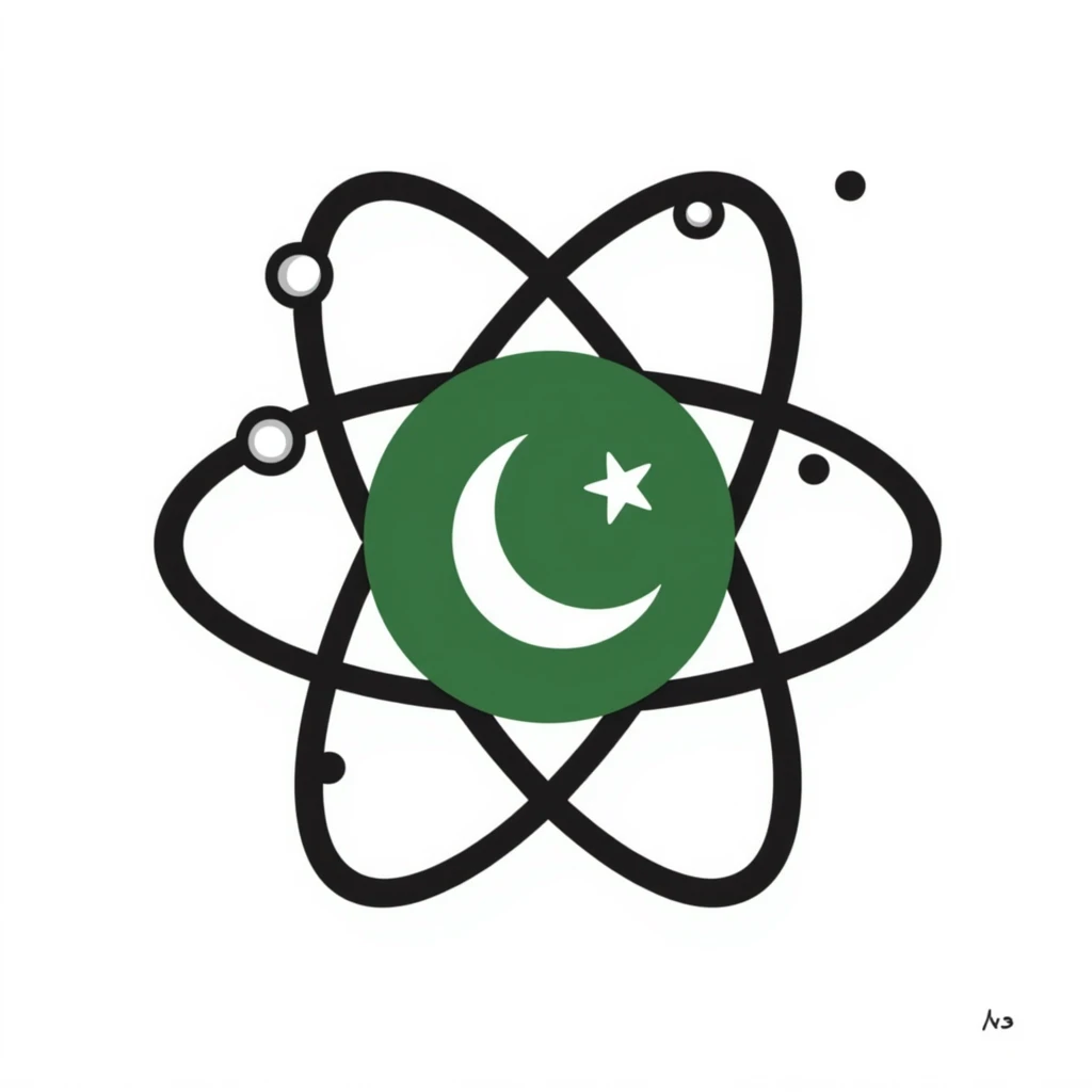 Hand-drawn atom symbol with Pakistan flag colors emoji