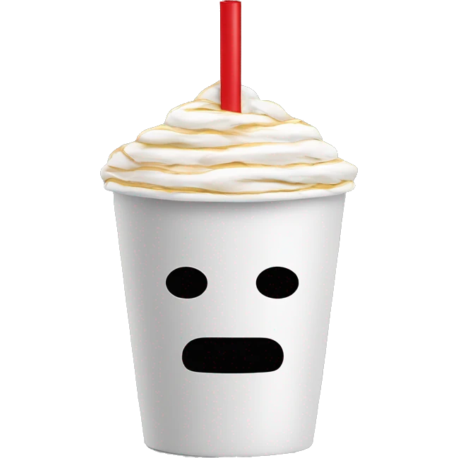 Make me a cup with face and a red/white straw inside of that cup. (it will dont have hav any nose) emoji