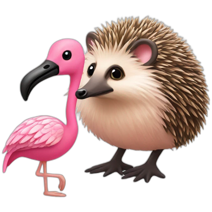 hedgehog and flamingo emoji