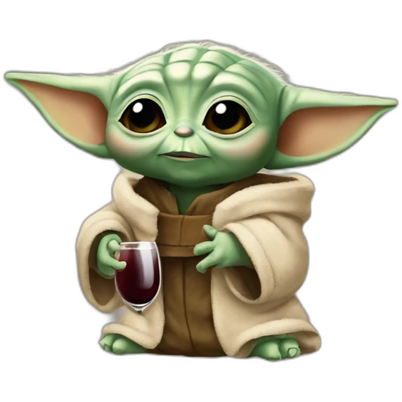 Baby yoda drink wine emoji