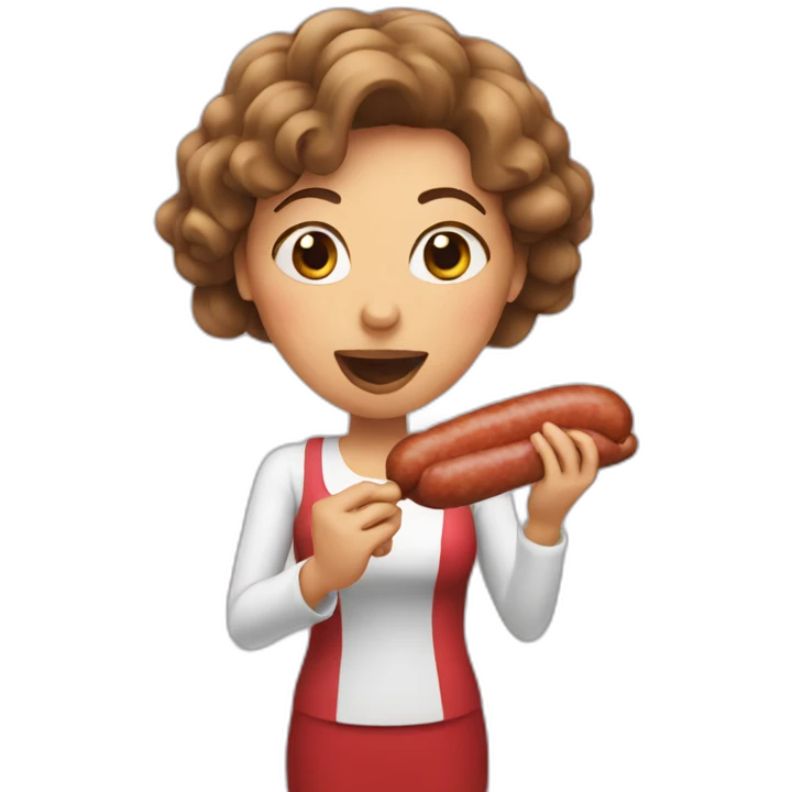 Woman eating sausage emoji