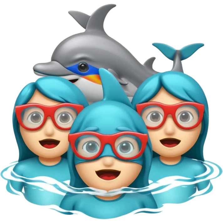 4 dolphins watching a horror film emoji