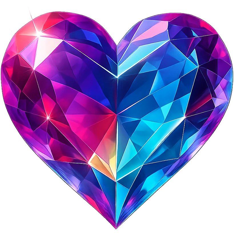 heart icon with a crystal gem effect, digital illustration emoji