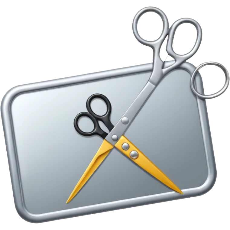 un restangulo con el simbolo de reproducir en el medio y una tijera a un lado emoji