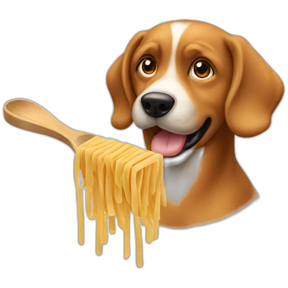 un cane che mangia pasta emoji