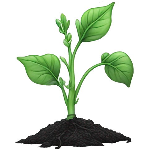 A black line drawing of a plant sprout emoji