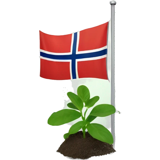 Norweigan flag with a green plant in it. emoji