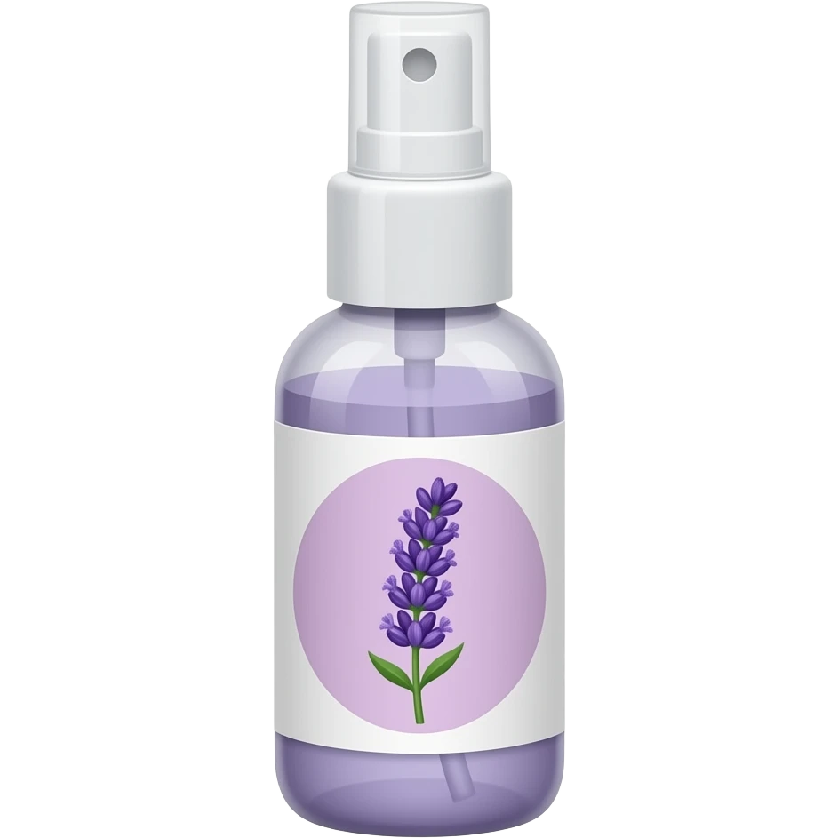 Thin see through Light purple spray bottle with lavender flower label emoji