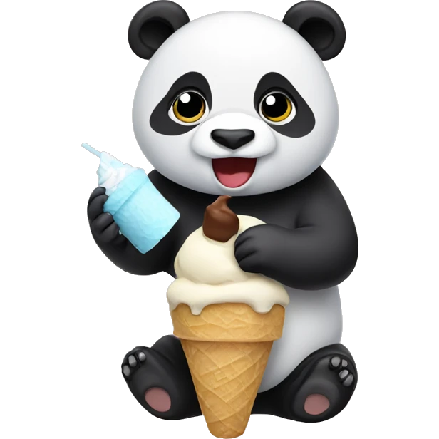 Panda eating ice cream emoji