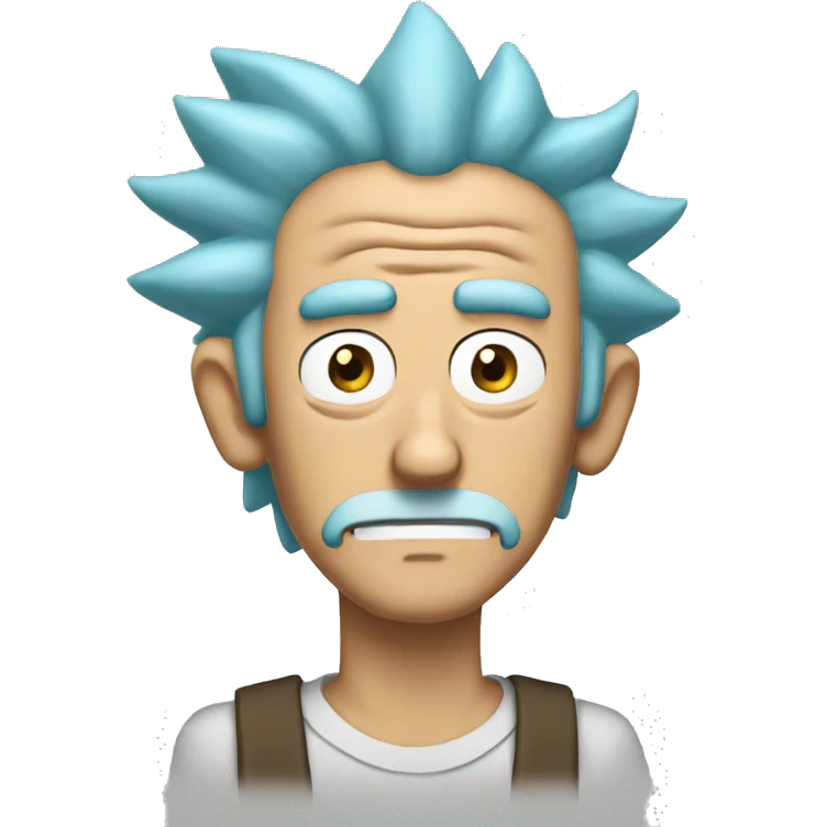 Rick Sanchez no mustache and an unibrow emoji