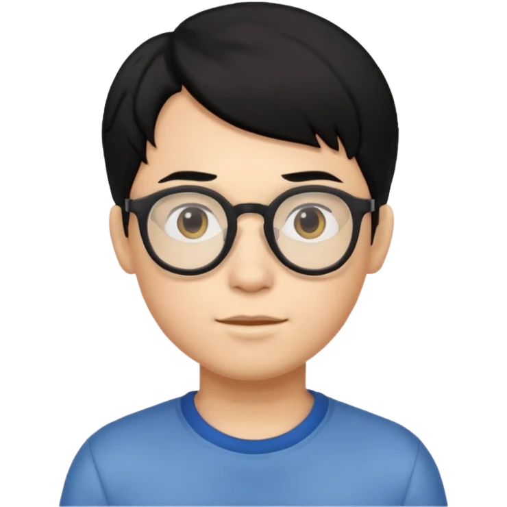 Boy emoji with middle part black hair and glasses emoji