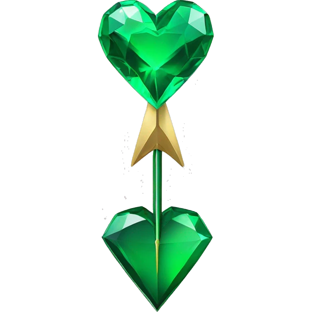 emerald green heart that is pierced by an arrow cupid style emoji