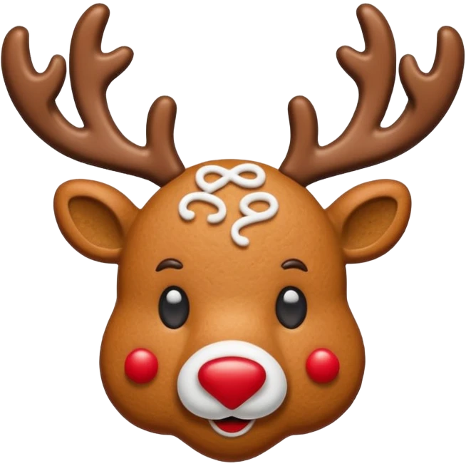 gingerbread cookie in reindeer head shape emoji