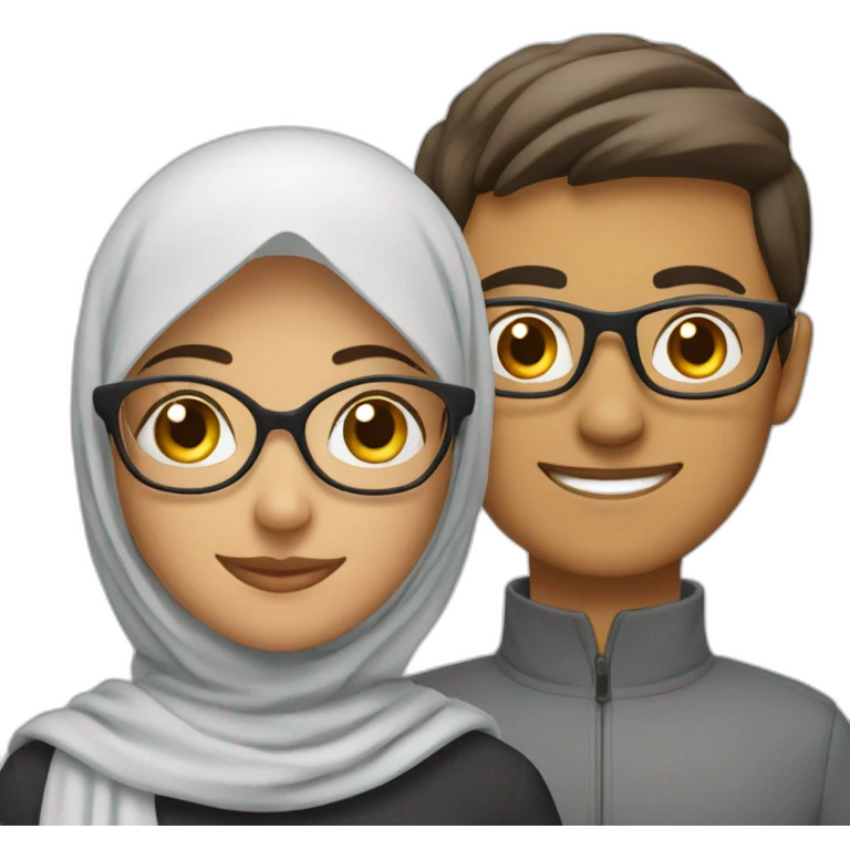young man with glasses and woman with hijab holiday trips emoji