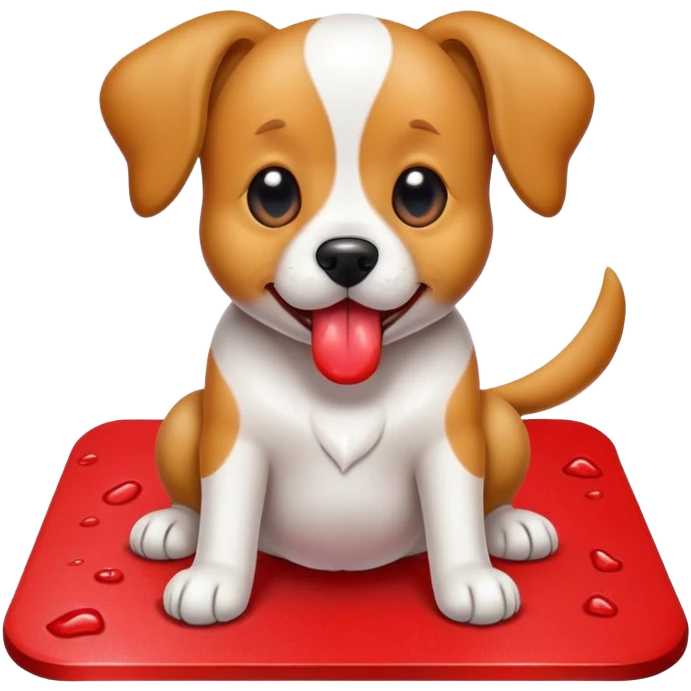 Dog licking a red carpet emoji