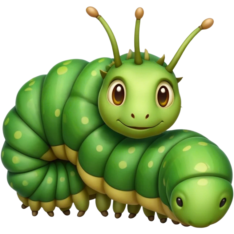 Cinematic Realistic Noble Caterpillar Portrait Emoji, Poised and serene, with a slender, segmented body covered in vivid, detailed green scales accented by subtle natural patterns, and a tiny, focused face with delicate, inquisitive eyes, rendered with lifelike texture and soft natural lighting, high shine, intelligent and delicate, styled with an air of woodland elegance, focused and attentive, soft glowing outline, capturing the essence of a watchful and confident looper caterpillar that appears ready to inch gracefully out of the screen with natural authority! emoji
